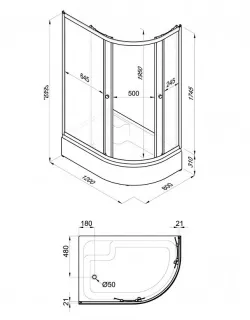 Душевая кабина Triton Коралл-Лайт Щ0000068951 левая 120x80 см профиль белый стекло градиент